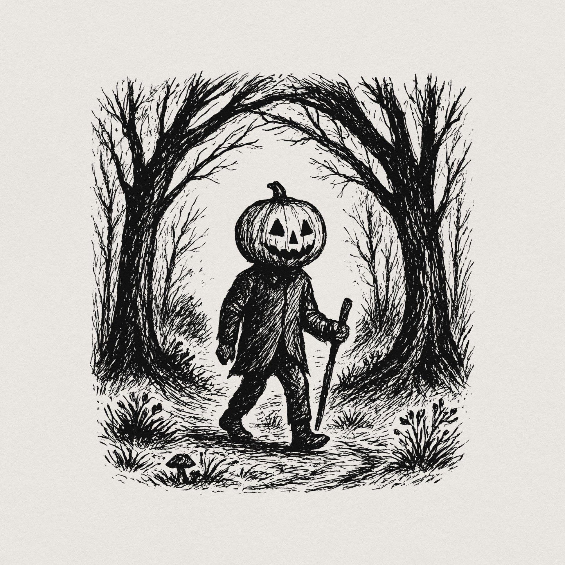 Pumpkin Head PNG, Spooky Halloween Digital Download - 300 DPI Design for