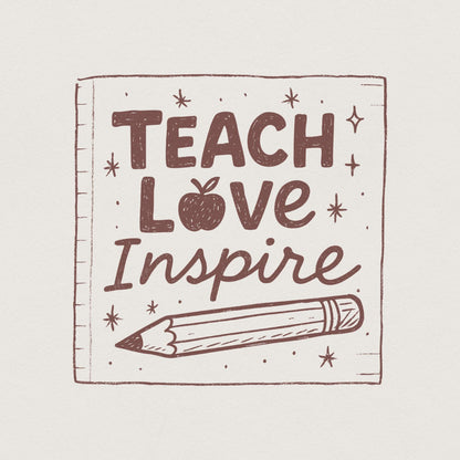 Teach Love Inspire PNG, Teacher Shirt PNG Design - 300 DPI Design for