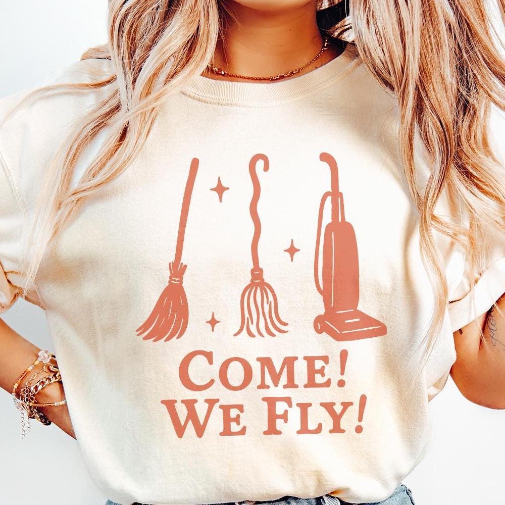 Come! We Fly! PNG, Witch Broom Clipart - 300 DPI Design for T-Shirt