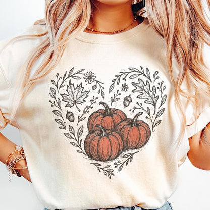 Pumpkin Heart PNG, Fall Pumpkin Digital Download - 300 DPI Design for