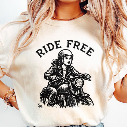 Ride Free PNG, Motorcycle Rider Digital Download - 300 DPI Design for