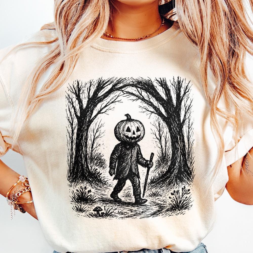 Pumpkin Head PNG, Spooky Halloween Digital Download - 300 DPI Design for