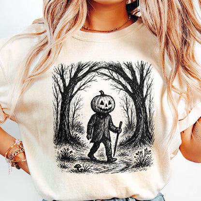 Pumpkin Head PNG, Spooky Halloween Digital Download - 300 DPI Design for