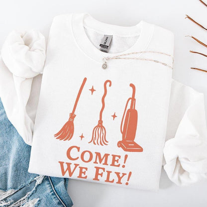 Come! We Fly! PNG, Witch Broom Clipart - 300 DPI Design for T-Shirt
