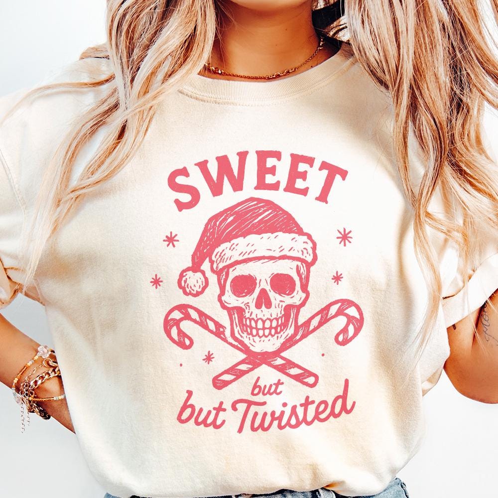 Sweet But Twisted PNG, Christmas Skull Digital Download - 300 DPI Design