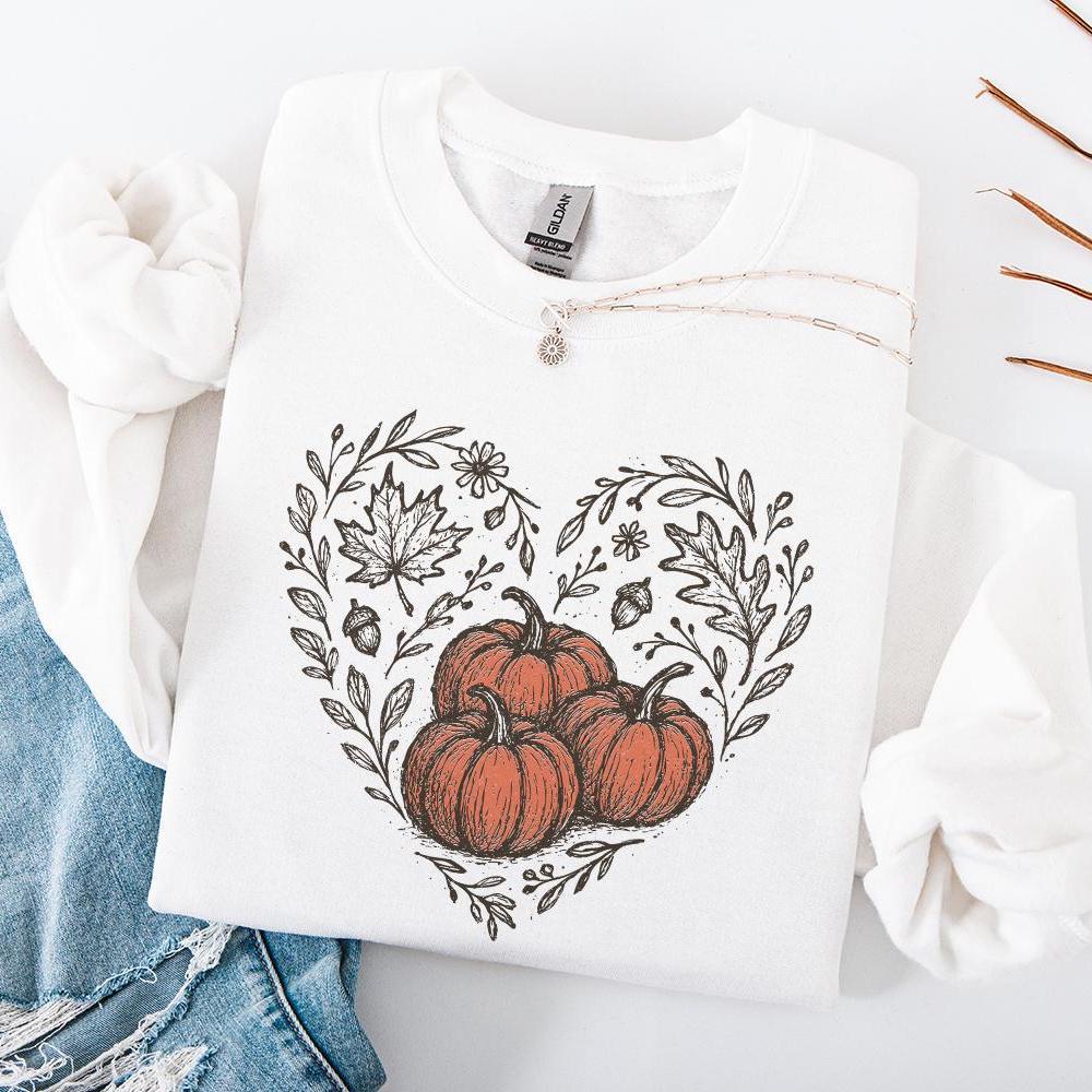 Pumpkin Heart PNG, Fall Pumpkin Digital Download - 300 DPI Design for