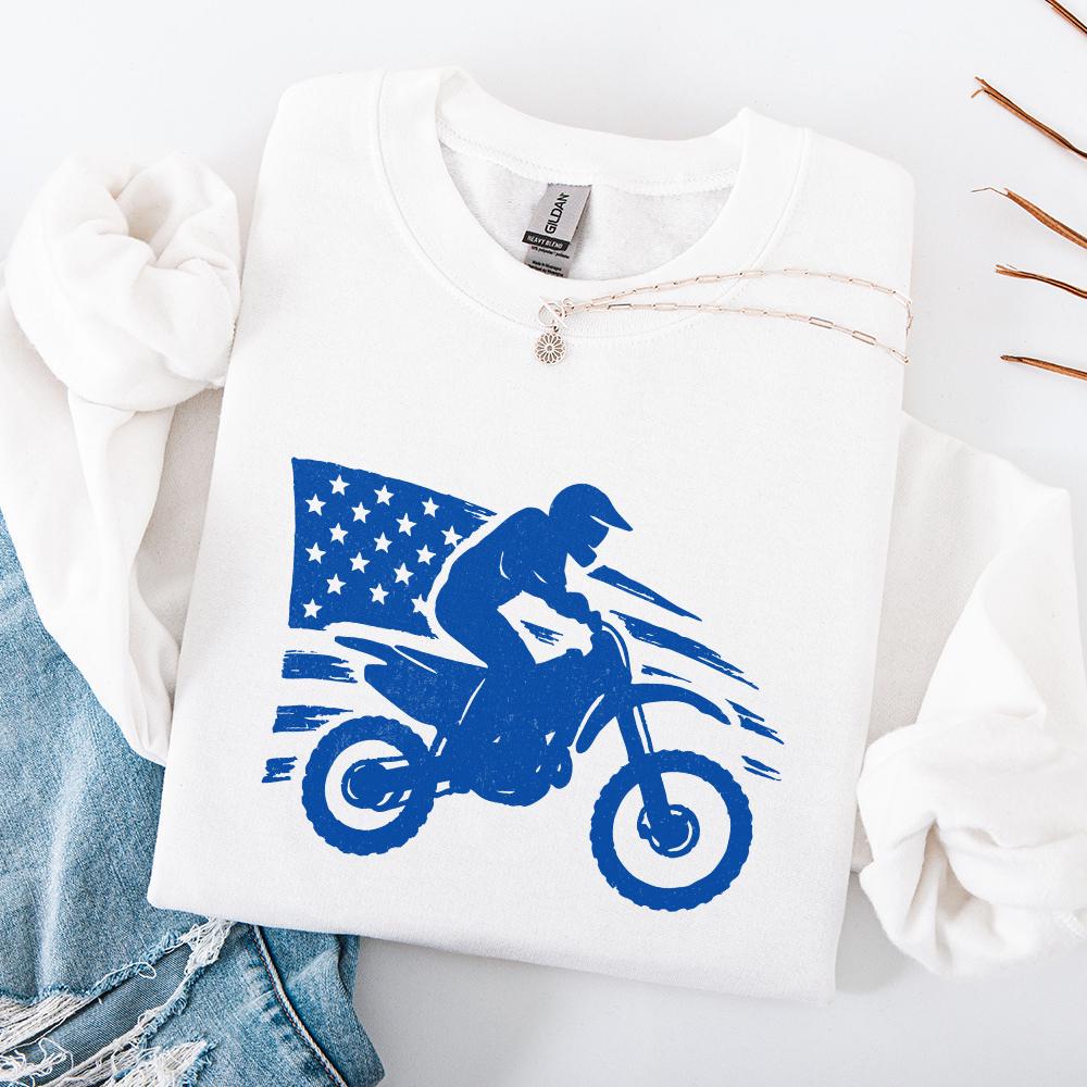 Motocross Biker USA Flag PNG, Patriotic Dirt Bike Digital Download - 300