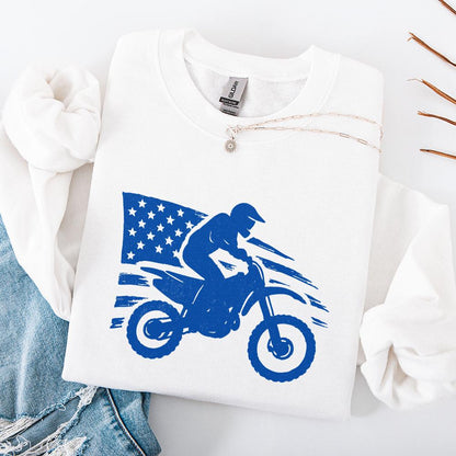 Motocross Biker USA Flag PNG, Patriotic Dirt Bike Digital Download - 300