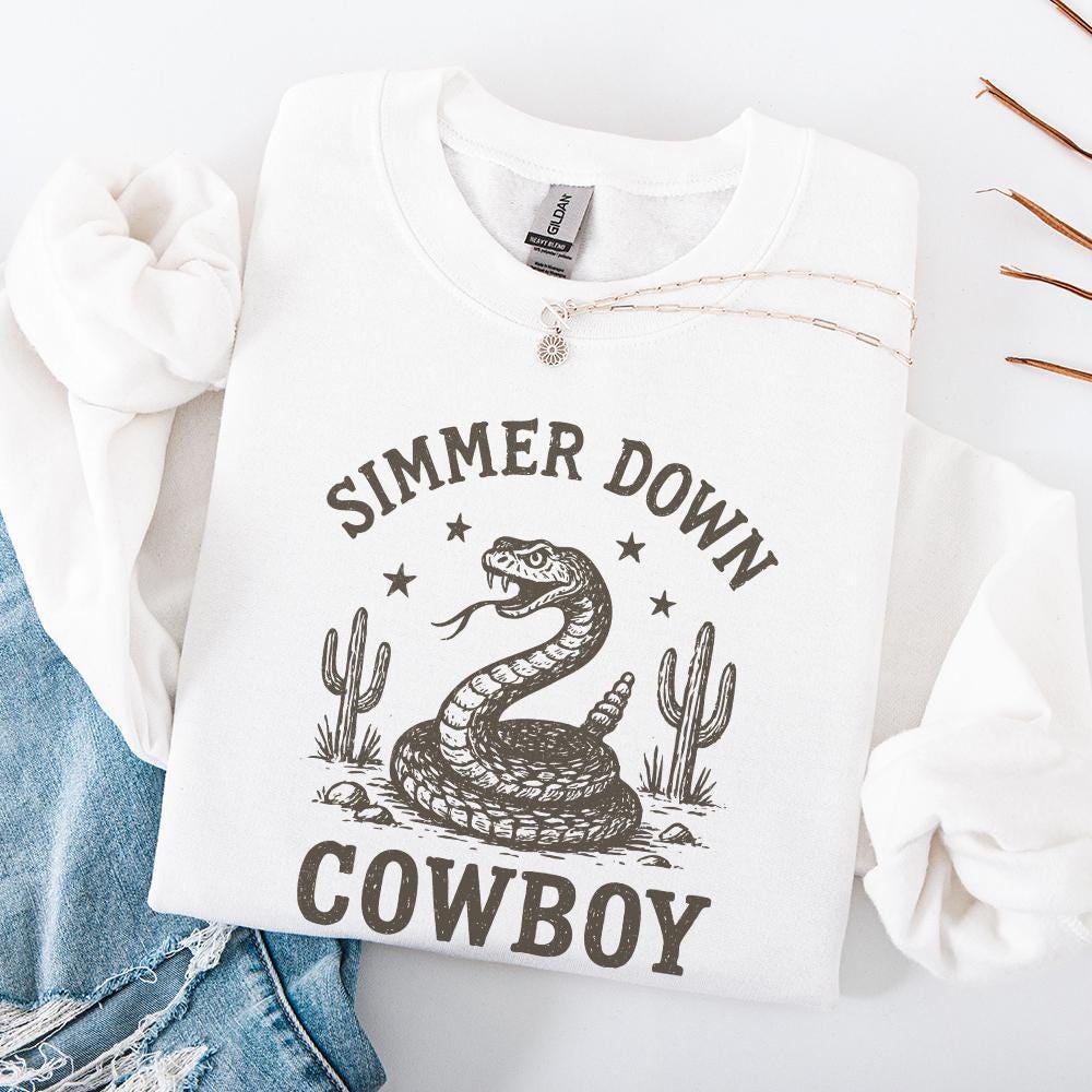 Simmer Down Cowboy PNG, Western Snake PNG Design - 300 DPI Design for