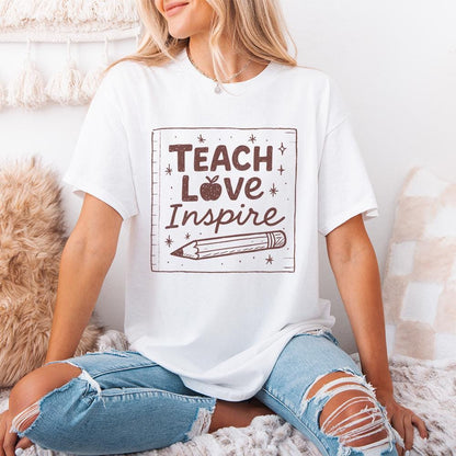 Teach Love Inspire PNG, Teacher Shirt PNG Design - 300 DPI Design for