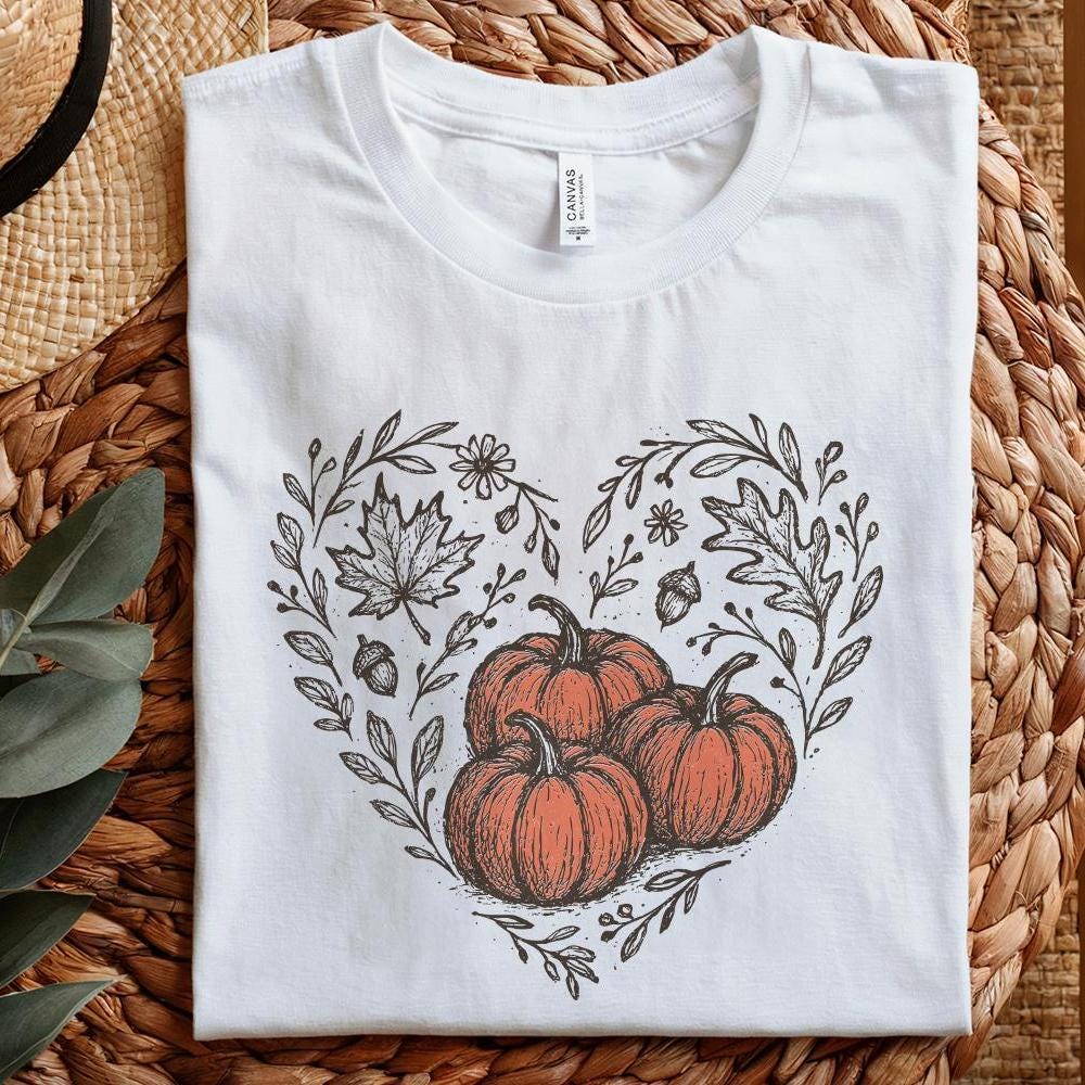 Pumpkin Heart PNG, Fall Pumpkin Digital Download - 300 DPI Design for