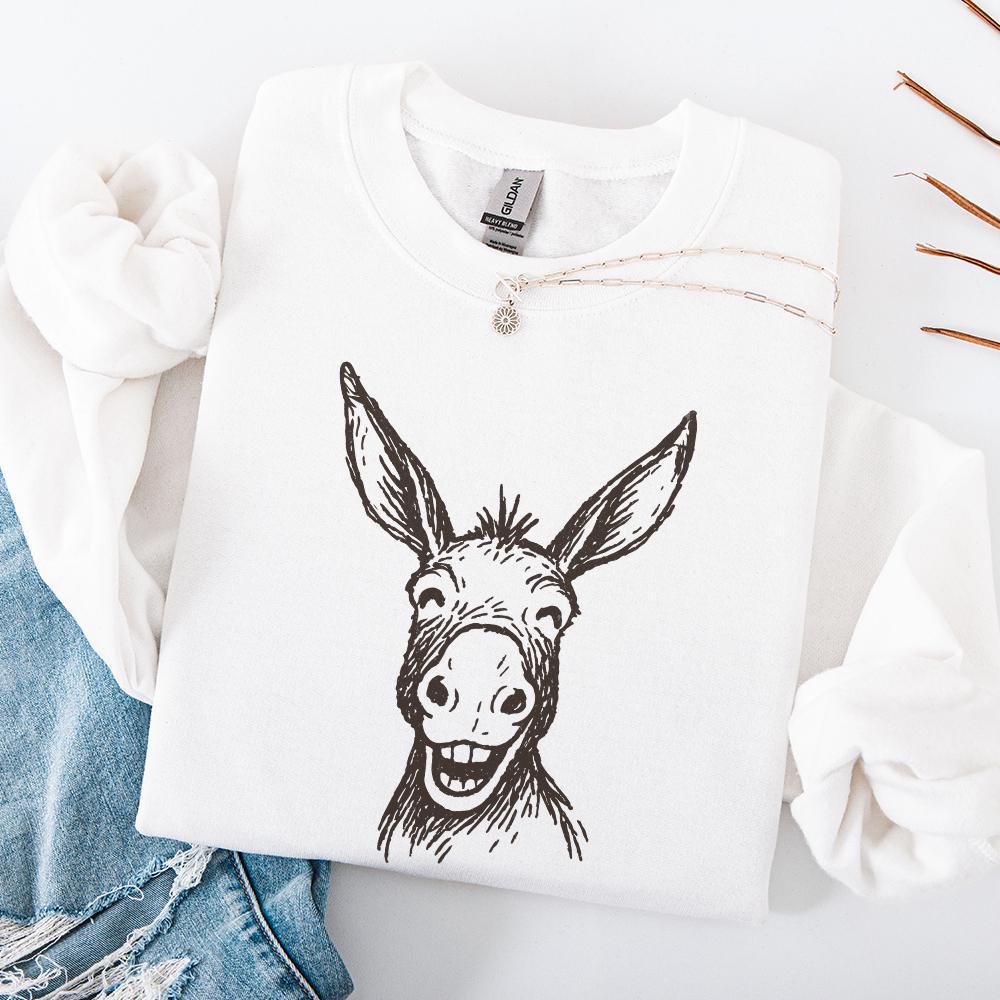 Funny Donkey PNG, Smiling Animal Clipart - 300 DPI Design for T-Shirt