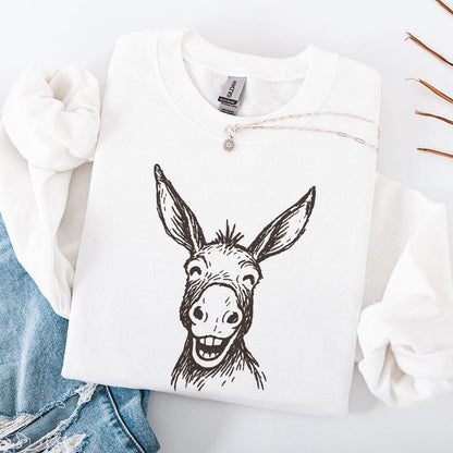 Funny Donkey PNG, Smiling Animal Clipart - 300 DPI Design for T-Shirt