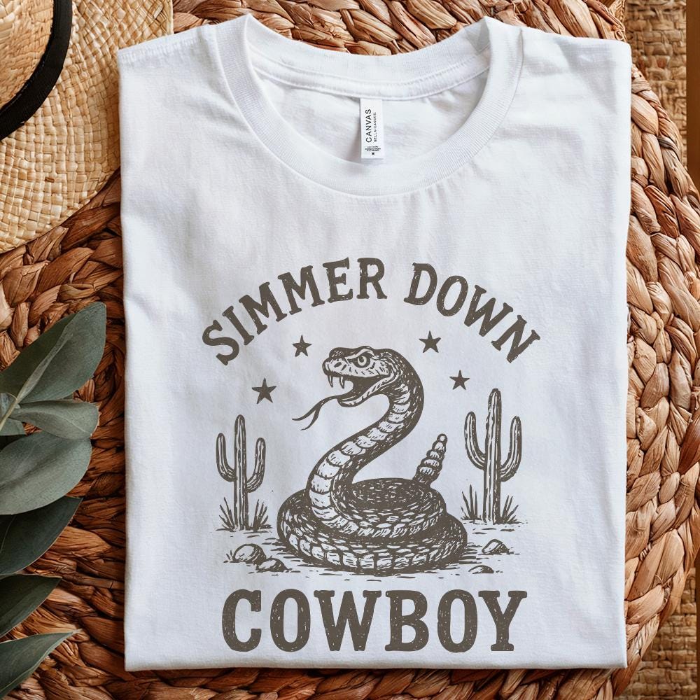 Simmer Down Cowboy PNG, Western Snake PNG Design - 300 DPI Design for