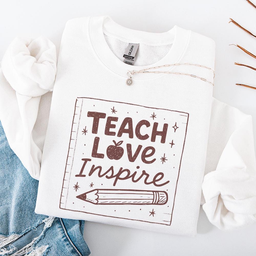 Teach Love Inspire PNG, Teacher Shirt PNG Design - 300 DPI Design for