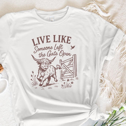 Live Like Someone Left The Gate Open PNG, Highland Cow Digital Art - 300