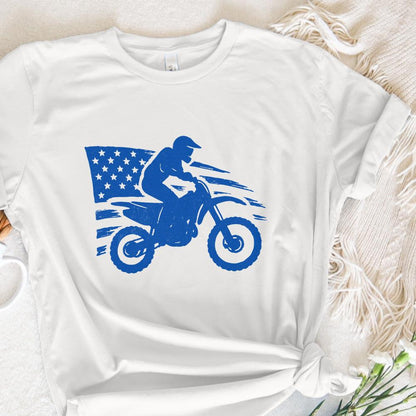 Motocross Biker USA Flag PNG, Patriotic Dirt Bike Digital Download - 300