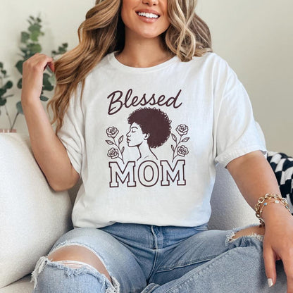 Blessed Mom PNG, Black Woman Mother Art - 300 DPI Design for T-Shirt