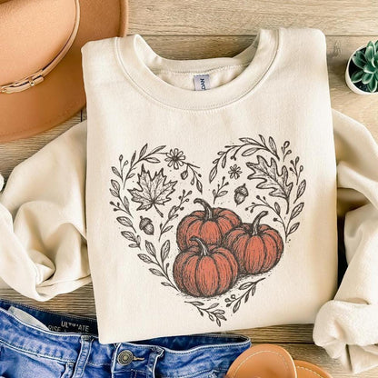 Pumpkin Heart PNG, Fall Pumpkin Digital Download - 300 DPI Design for
