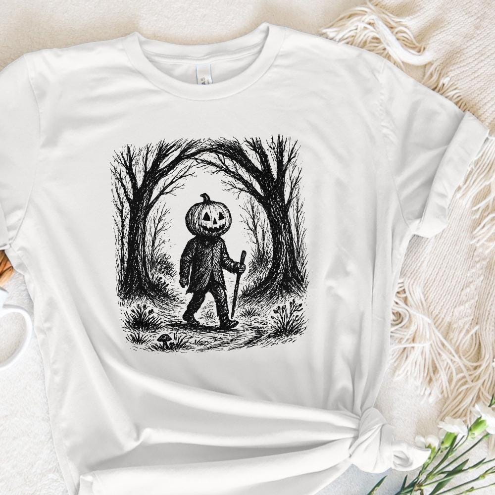 Pumpkin Head PNG, Spooky Halloween Digital Download - 300 DPI Design for