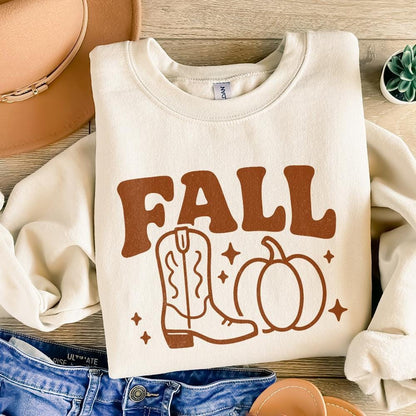 Fall PNG, Cowboy Boot and Pumpkin Design - 300 DPI Design for T-Shirt