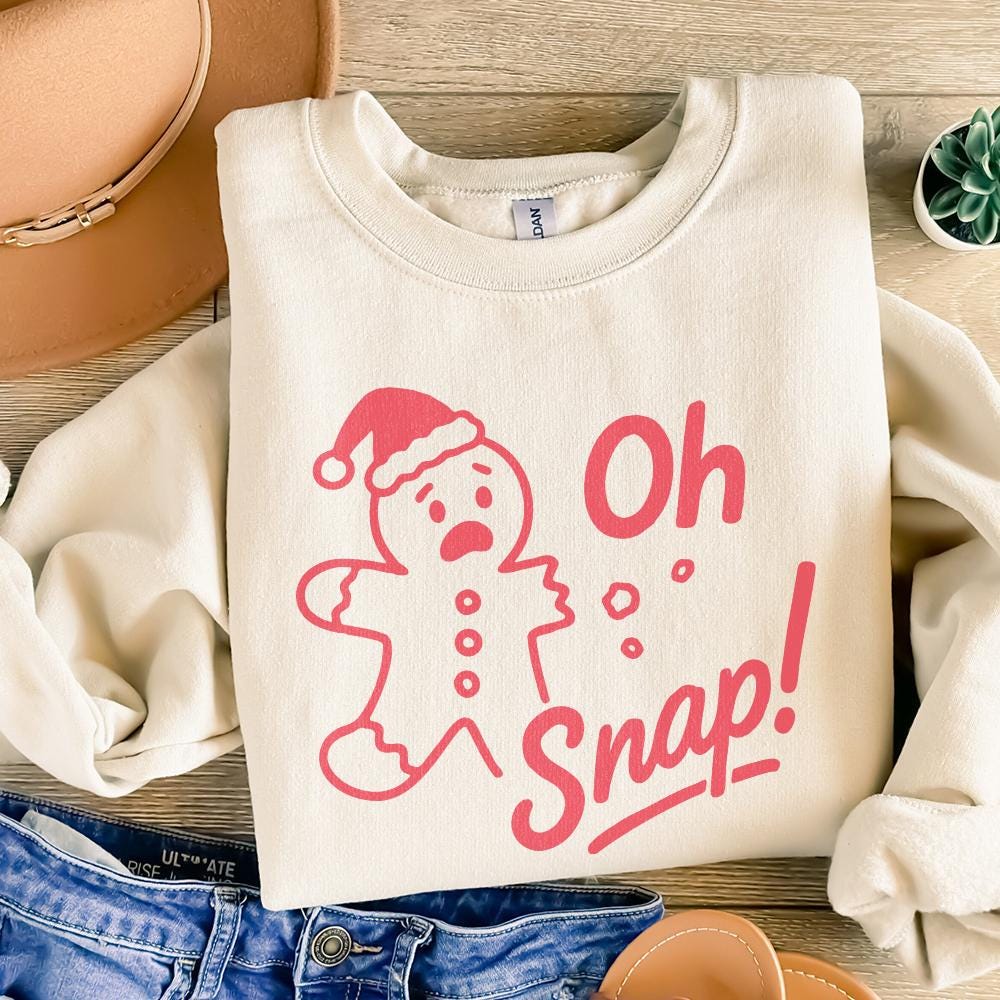 Oh Snap! PNG, Funny Gingerbread Cookie Christmas Design - 300 DPI Design