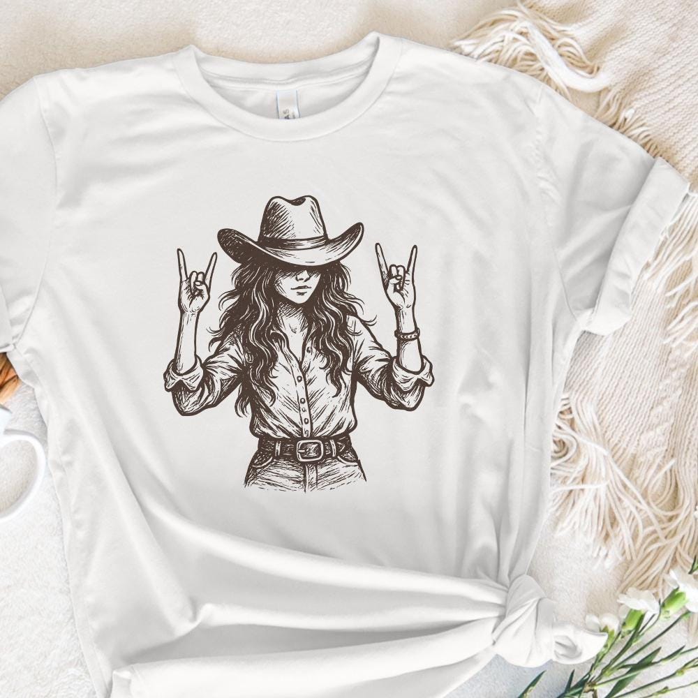 Cowgirl PNG, Western Rocker Girl Digital Download - 300 DPI Design for