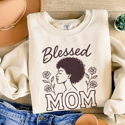Blessed Mom PNG, Black Woman Mother Art - 300 DPI Design for T-Shirt