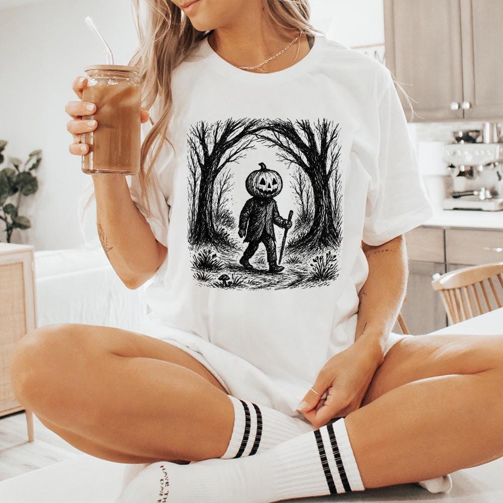 Pumpkin Head PNG, Spooky Halloween Digital Download - 300 DPI Design for