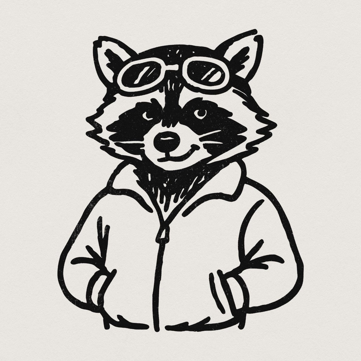 Cool Raccoon with Goggles PNG, Digital Download Animal Art - 300 DPI