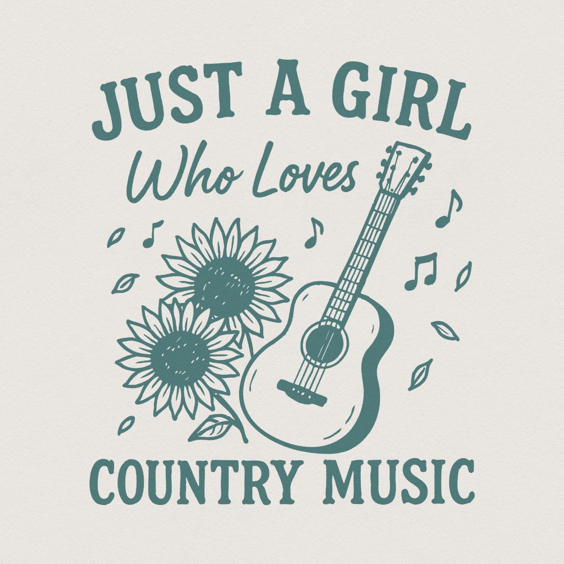 Just A Girl Who Loves Country Music PNG, Sunflower Guitar Digital Art -
