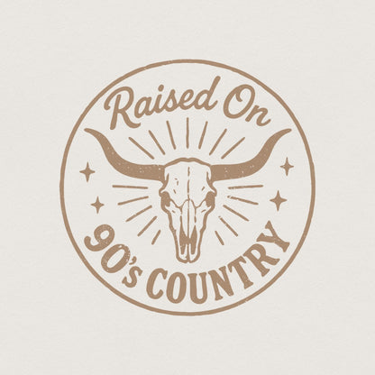 Raised On 90's Country PNG, Western Skull PNG - 300 DPI Design for T-Shirt