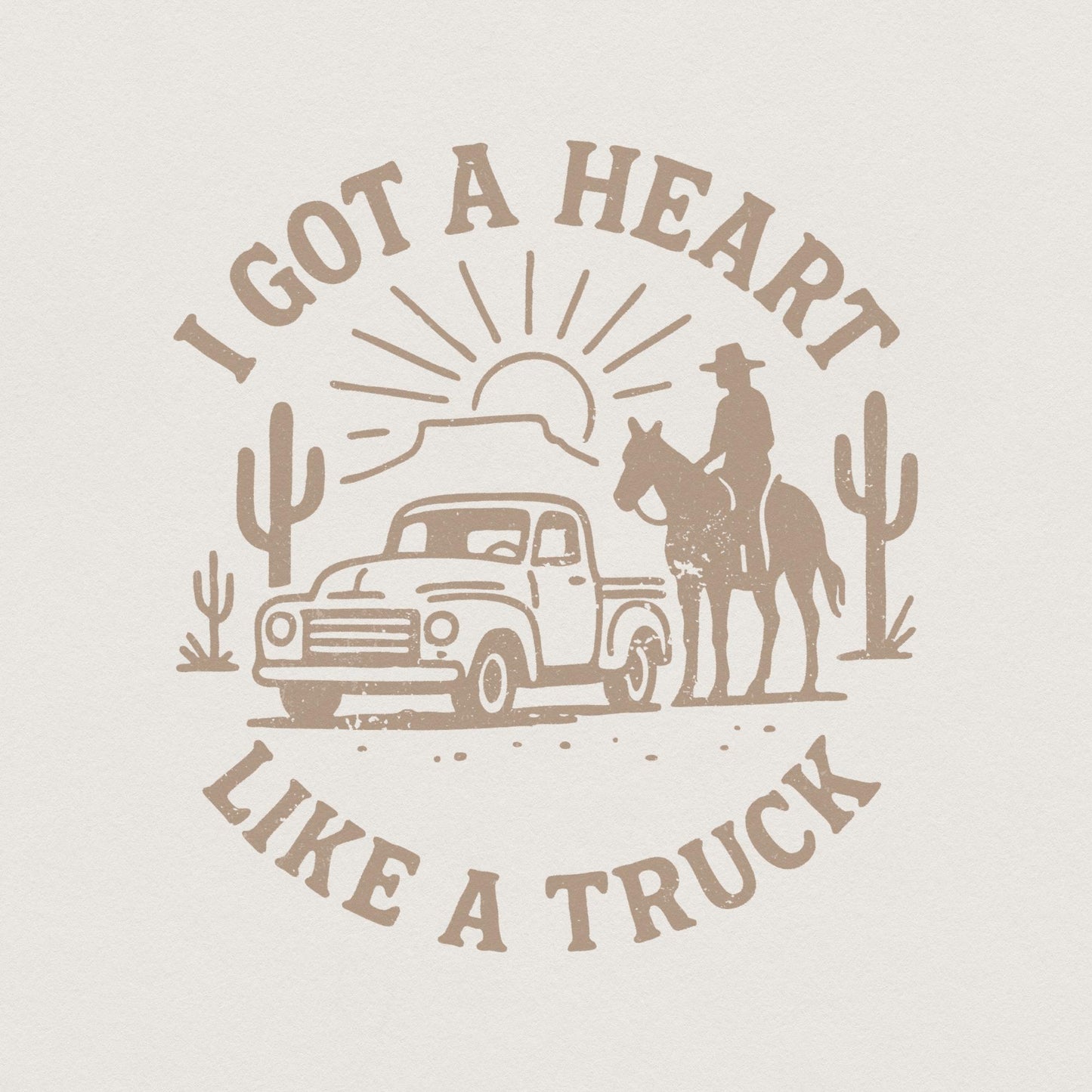 I Got a Heart Like a Truck PNG, Western Vintage Digital Download - 300