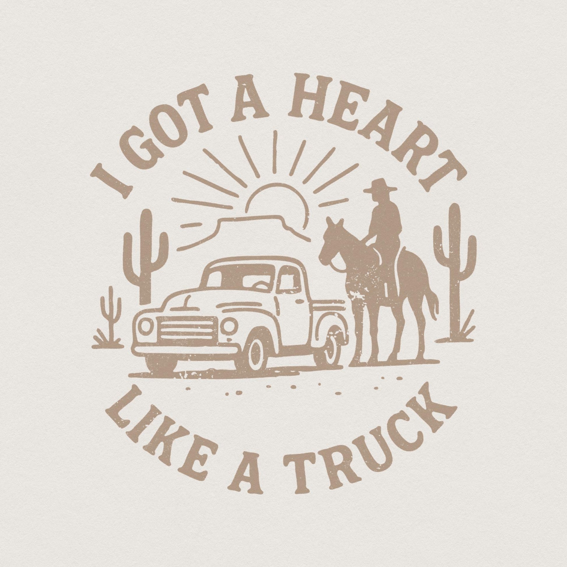 I Got a Heart Like a Truck PNG, Western Vintage Digital Download - 300