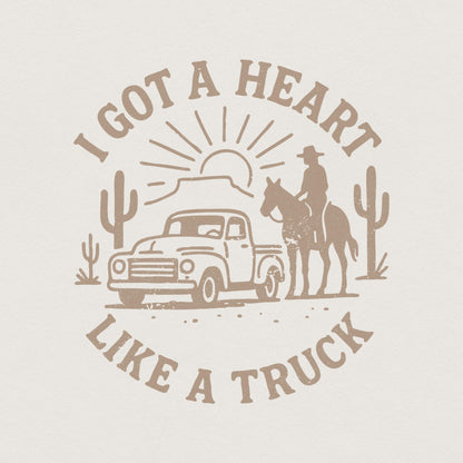 I Got a Heart Like a Truck PNG, Western Vintage Digital Download - 300