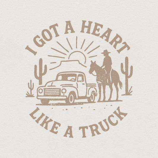 I Got a Heart Like a Truck PNG, Western Vintage Digital Download - 300