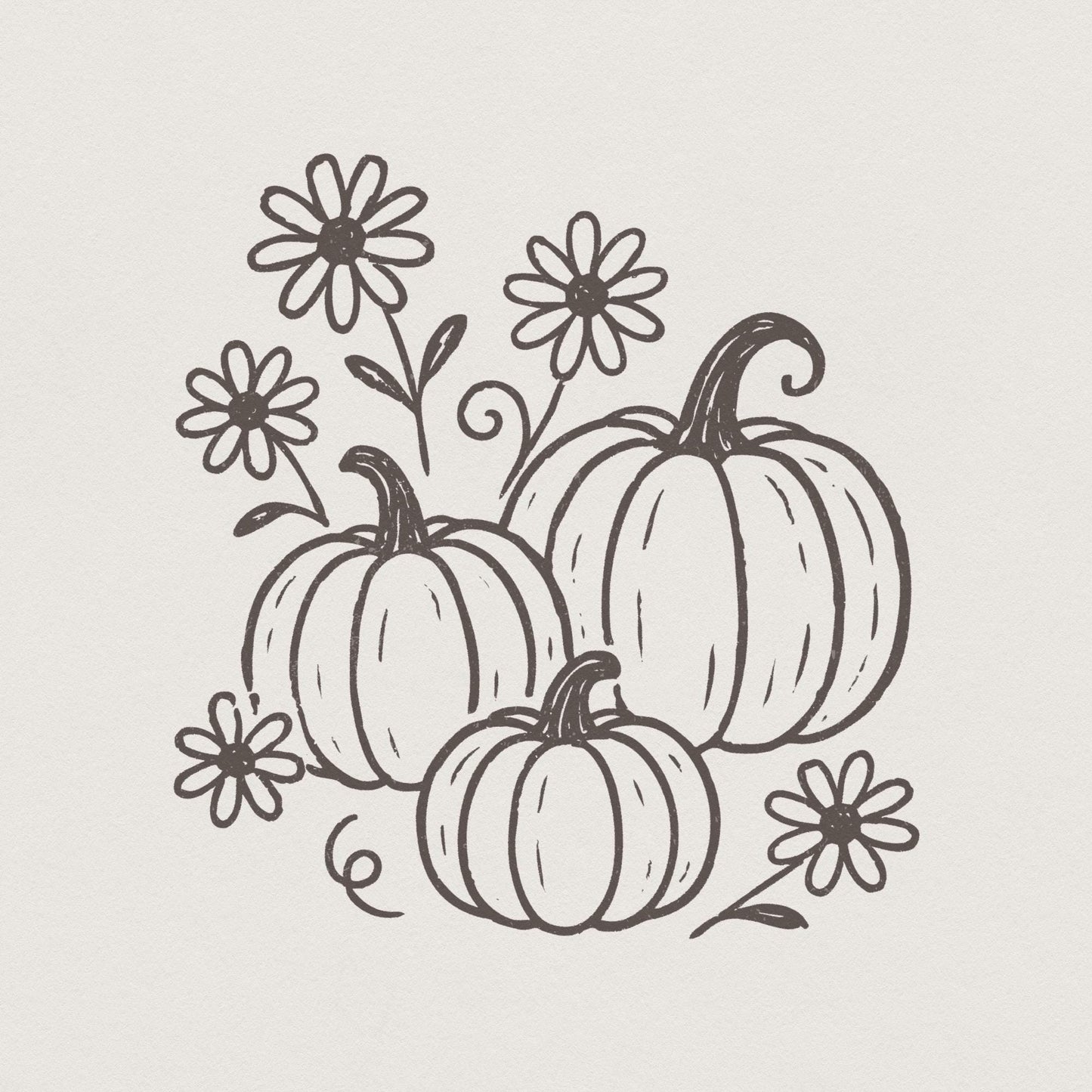 Pumpkin And Daisy PNG, Fall Flowers Digital Download - 300 DPI Design for