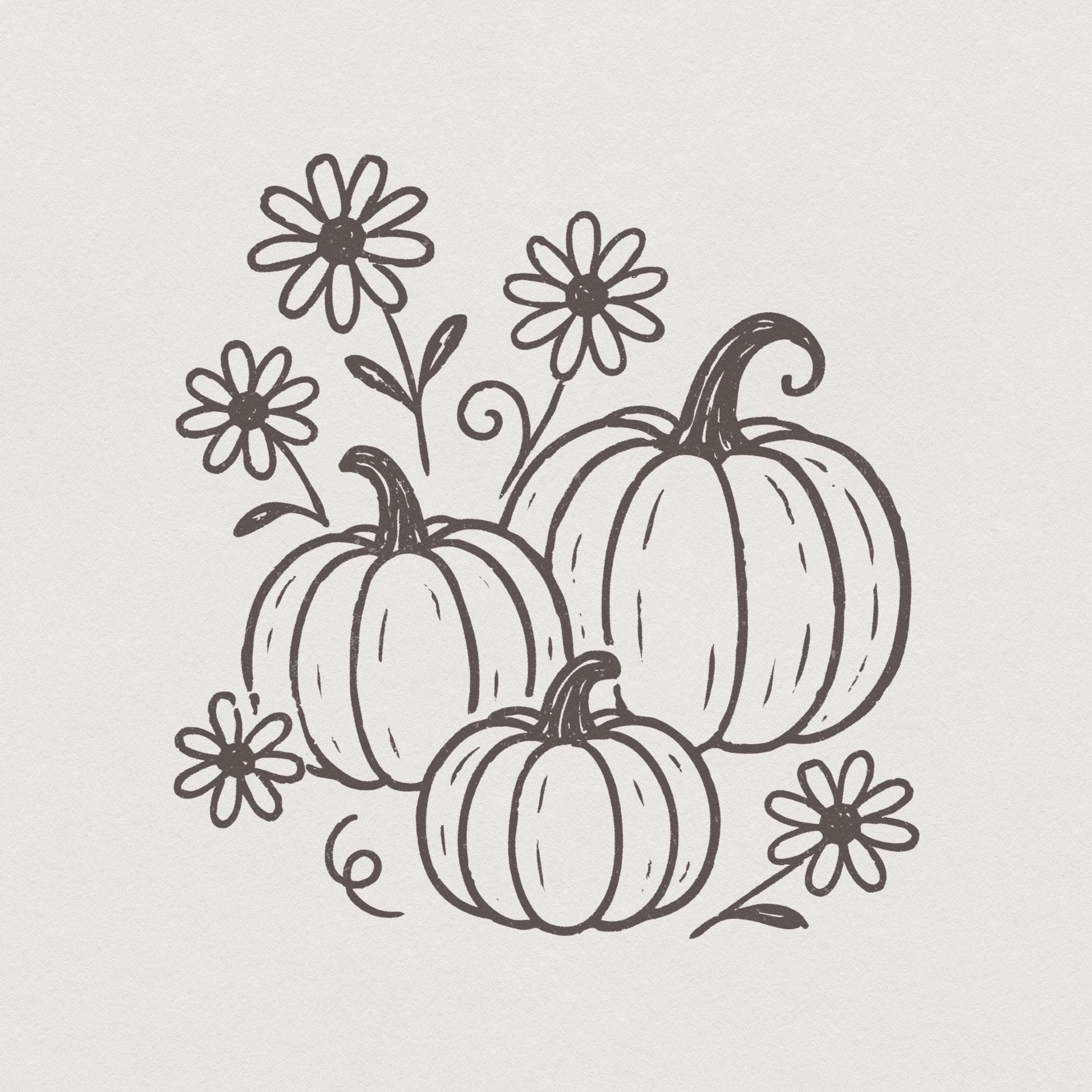 Pumpkin And Daisy PNG, Fall Flowers Digital Download - 300 DPI Design for