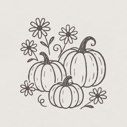 Pumpkin And Daisy PNG, Fall Flowers Digital Download - 300 DPI Design for
