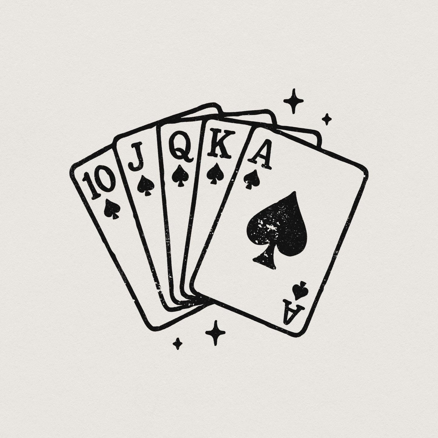Royal Flush Spade PNG, Poker Cards Digital Download - 300 DPI Design for