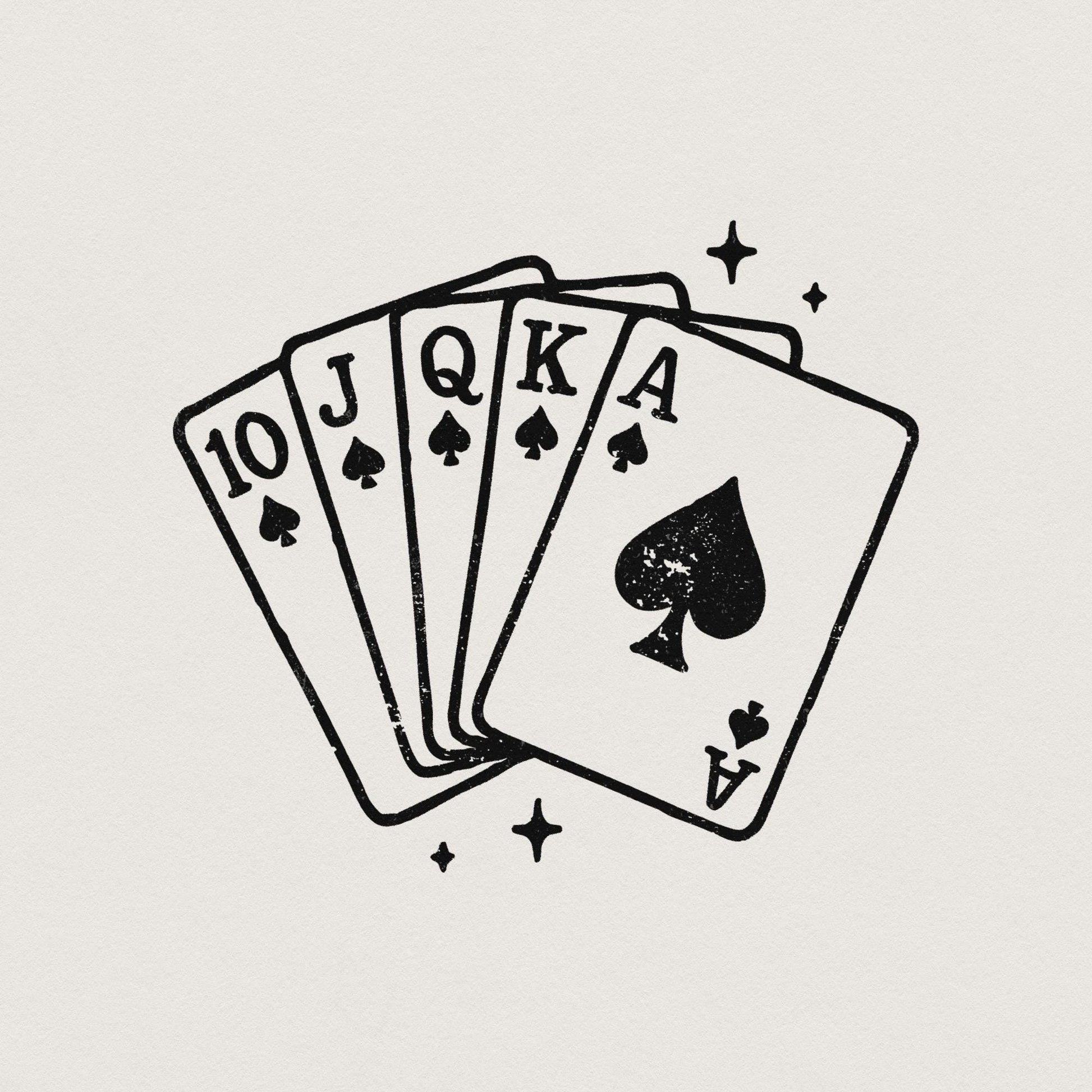 Royal Flush Spade PNG, Poker Cards Digital Download - 300 DPI Design for