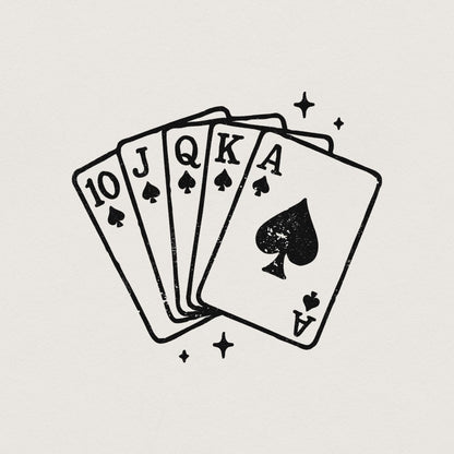 Royal Flush Spade PNG, Poker Cards Digital Download - 300 DPI Design for