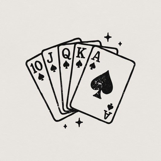 Royal Flush Spade PNG, Poker Cards Digital Download - 300 DPI Design for