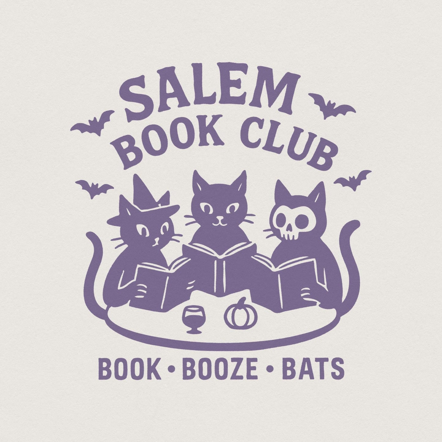 Salem Book Club PNG, Book Booze Bats Digital Download - 300 DPI Design