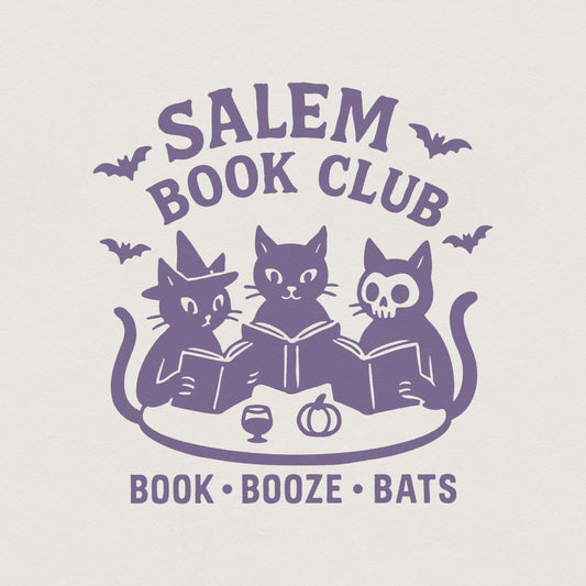 Salem Book Club PNG, Book Booze Bats Digital Download - 300 DPI Design