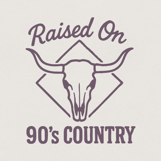 Raised On 90's Country PNG, Western Skull Clipart - 300 DPI Design for