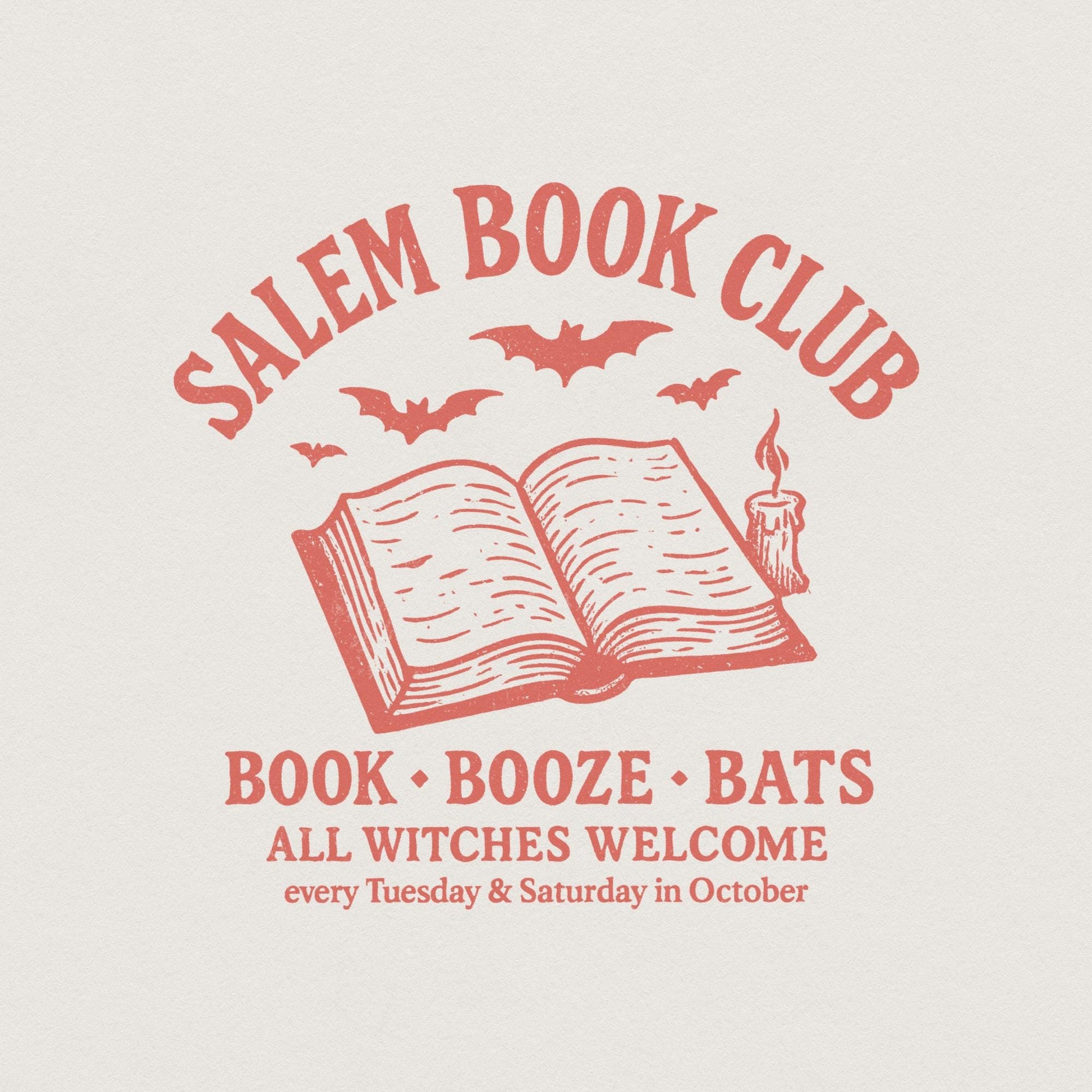 Salem Book Club PNG, Book Booze Bats - 300 DPI Design for T-Shirt
