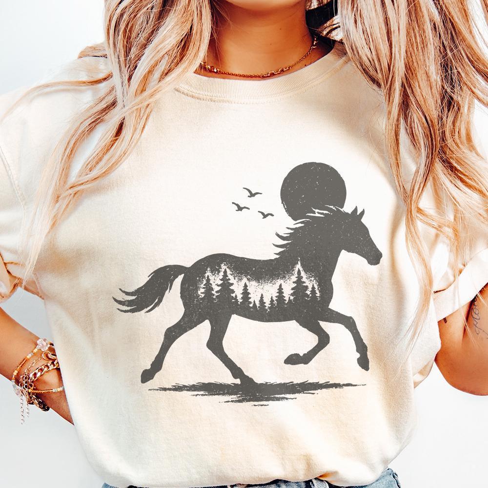 Wild Forest Horse PNG, Digital Download - 300 DPI Design for T-Shirt