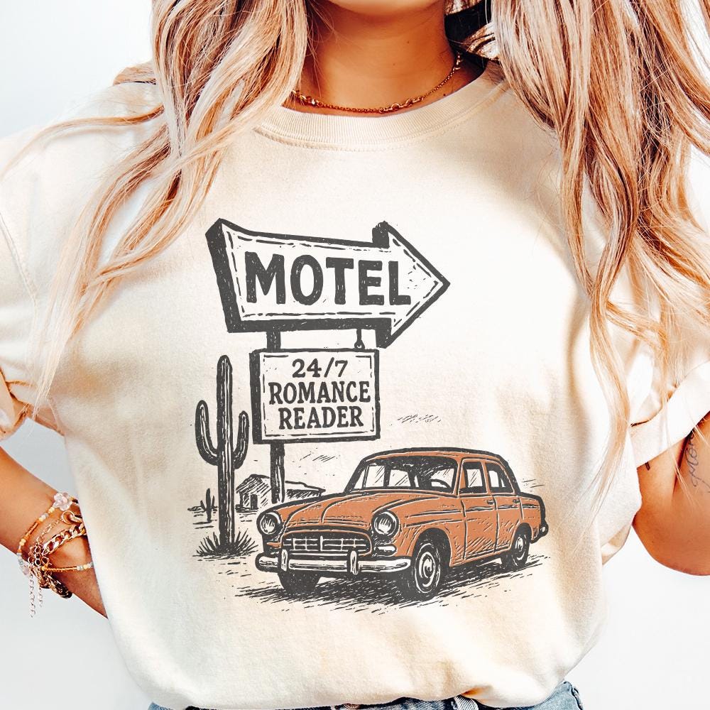 24/7 Romance Reader Motel PNG, Retro Car Art Digital Download - 300 DPI