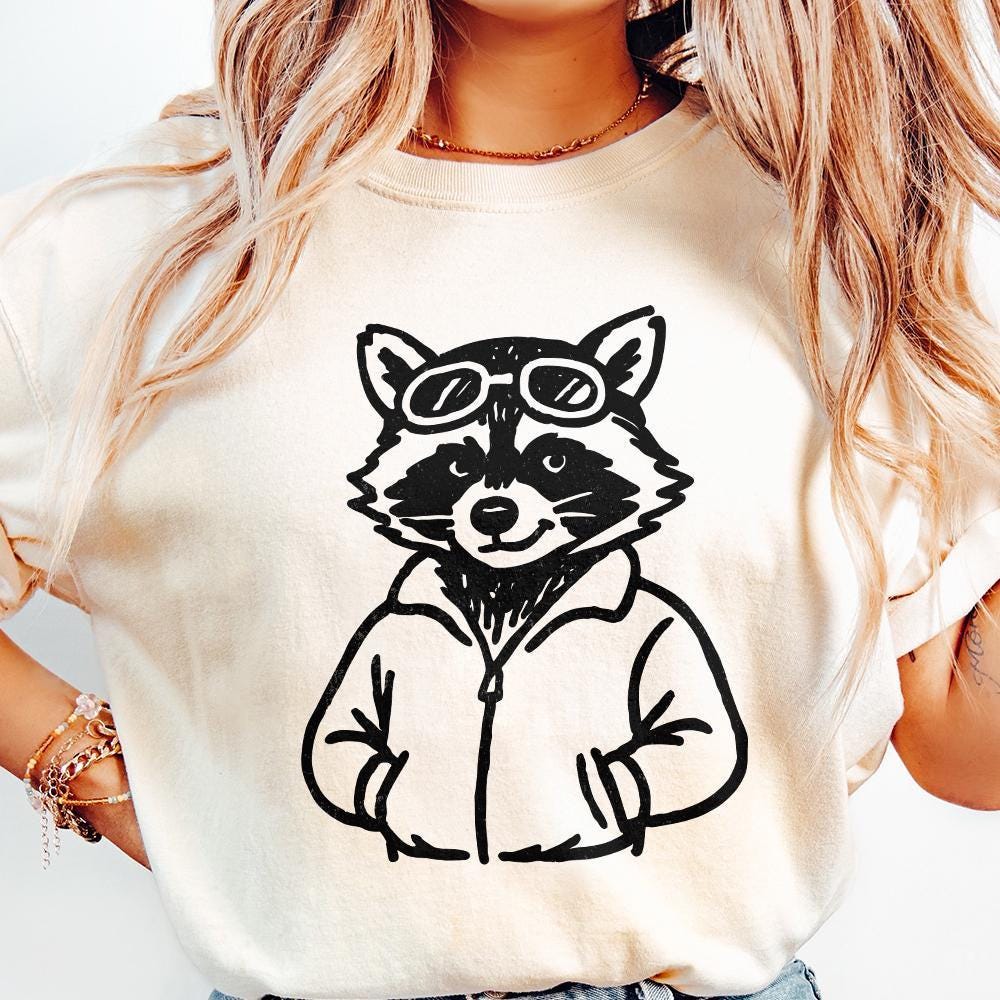 Cool Raccoon with Goggles PNG, Digital Download Animal Art - 300 DPI